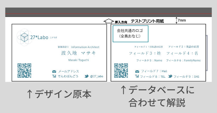 デザインの原本(左)とデータベースに合わせて解説したもの(右)